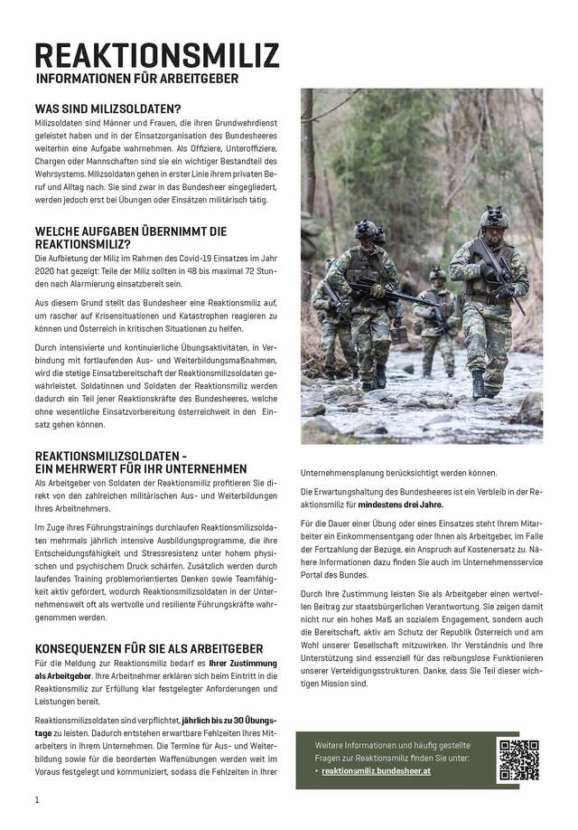 PDF-Download: Informationen zur Reaktionsmiliz für den Arbeitgeber.