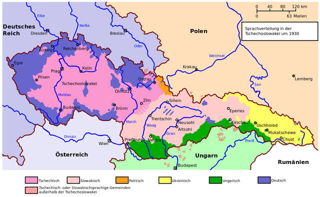 Die Sprachgruppen der Tschechoslowakei im Jahr 1930. (Grafik: Henry Mühlpfordt/CC-BY-SA 3.0)