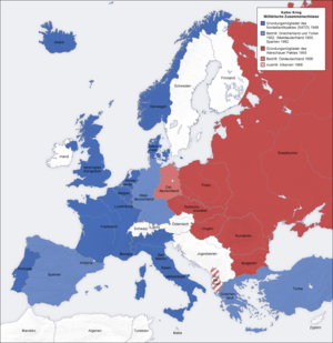 Die Aufteilung Europas in die beiden militärischen Blöcke NATO und WAPA (Foto: San Jose/ CC BY-SA 3.0)