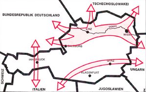 Operative Durchgangsräume in Österreich. Grafik: TD-Taschenbuch Band 10 „Fremde Heere“, 4. Auflage, Wien 1986