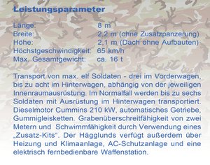 Die technischen Daten des Fahrzeuges im Überblick. (Grafik: Bundesheer/Harold)