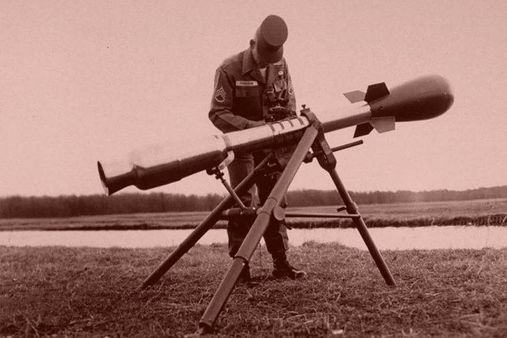 Davy Crockett auf Dreibein mit einer Sprengkraft von bis zu 0,5 kt. (Foto: Chuck Hansen; gemeinfrei)