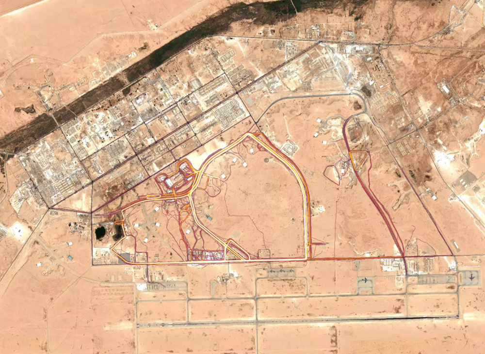 Der Kartenausschnitt zeigt eine irakische Luftwaffenbasis, in der auch britische und amerikanische Soldaten stationiert sind. (Foto: Screenshot Strava)