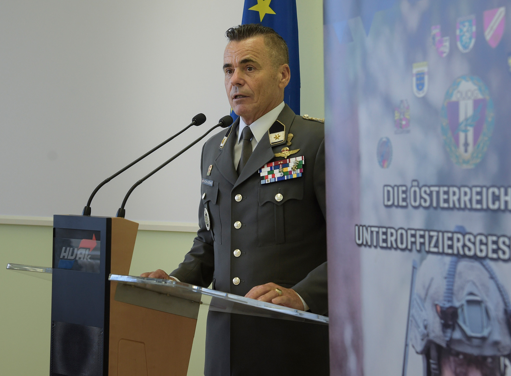 Vizeleutnant Othmar Wohlkönig bei seiner Antrittsrede im neuen Amt. (Foto: Bundesheer/Pusch)