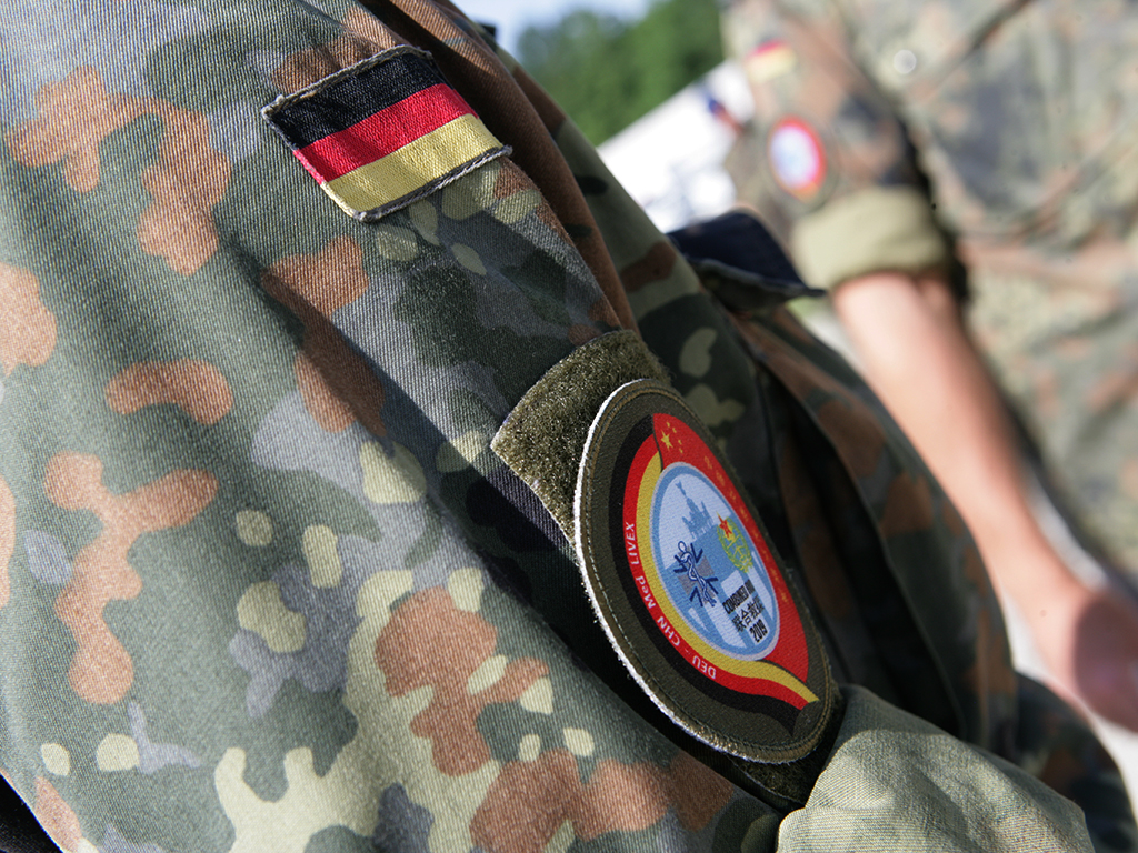 Der Patch zur Übung „Combined Aid 2019“ auf der Uniform eines deutschen Soldaten. (Foto: Bundeswehr/Bannert) 